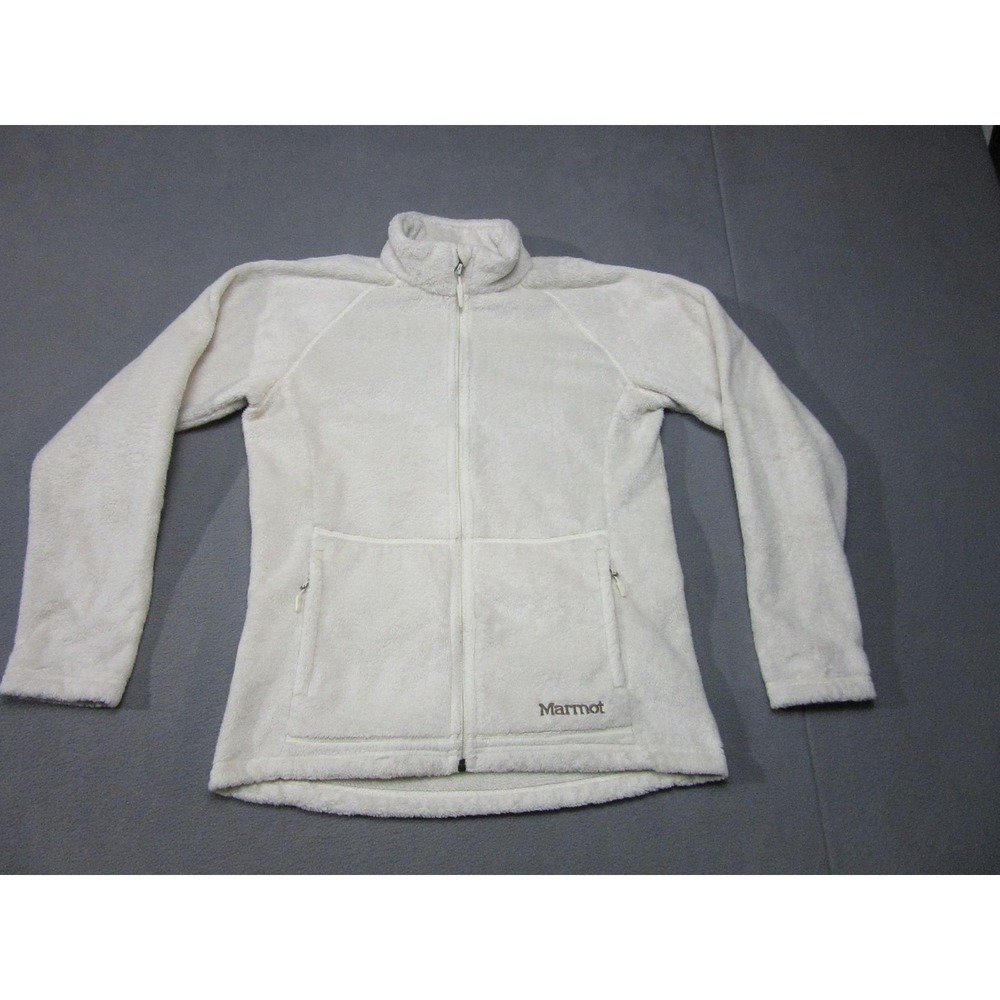 Marmot Jacket Womens Large White Excellent Sherpa Fleece Full Zip Pockets Y89510